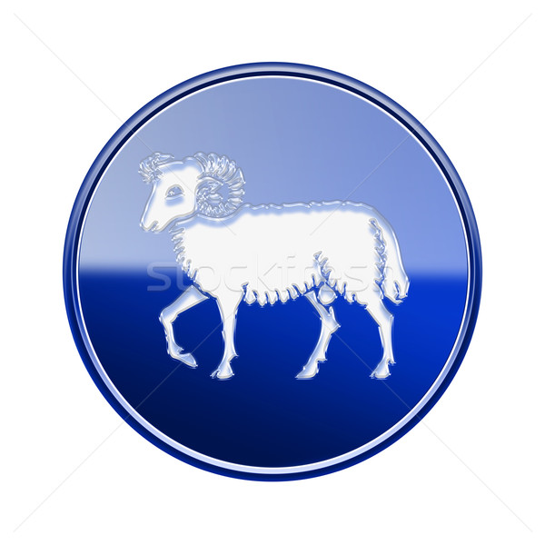 Aries zodiac icon blue, isolated on white background Stock photo © zeffss