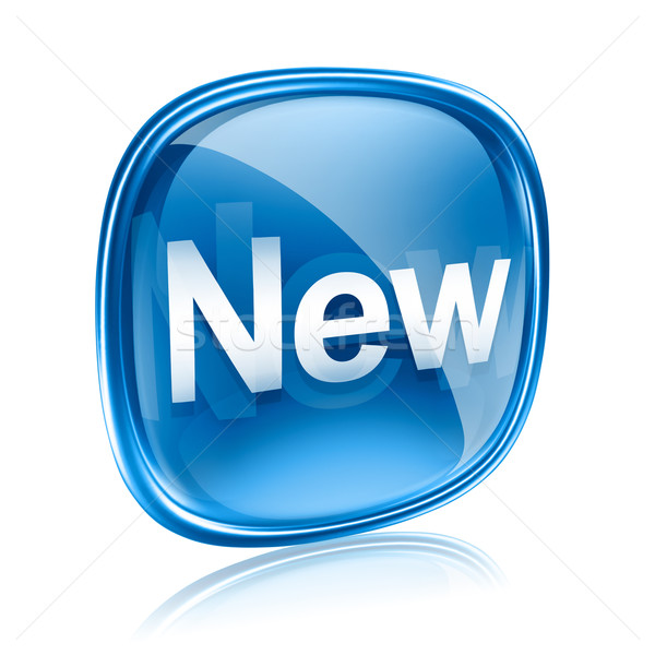 商业照片: 新    图标    蓝色    玻璃    孤立    白 / new icon