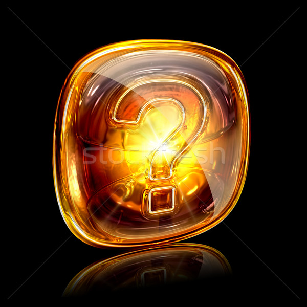 Help icon amber, isolated on black background Stock photo © zeffss