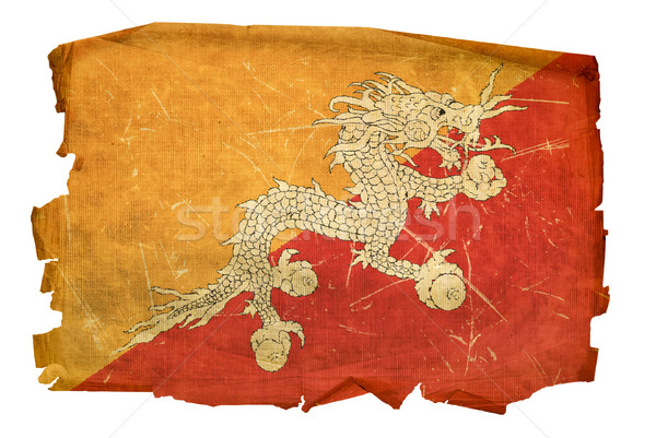 Bhutan vlag oude geïsoleerd witte schilderij Stockfoto © zeffss