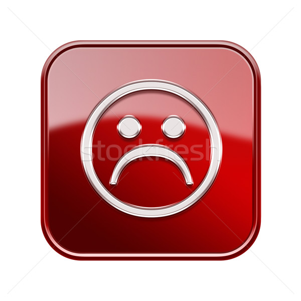 Smiley dissatisfied glossy red, isolated on white background Stock photo © zeffss