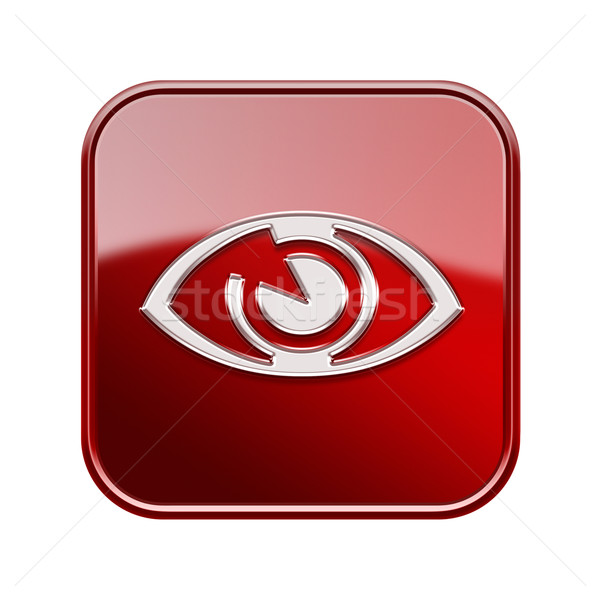 eye icon glossy red, isolated on white background. Stock photo © zeffss