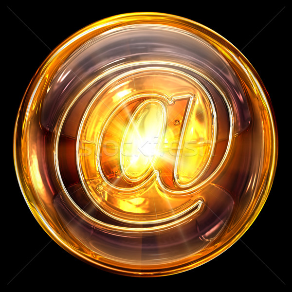 Stock photo: email icon fire, isolated on black background