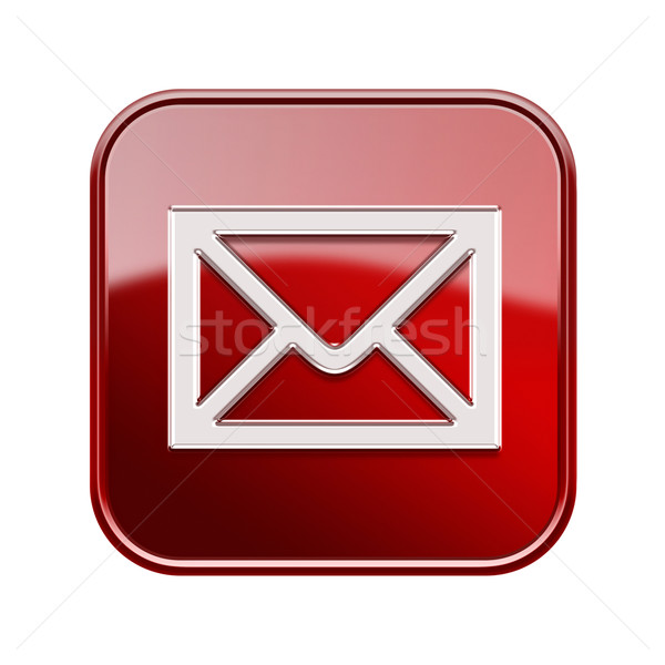 Foto stock: Envelope · ícone · vermelho · isolado · branco · projeto