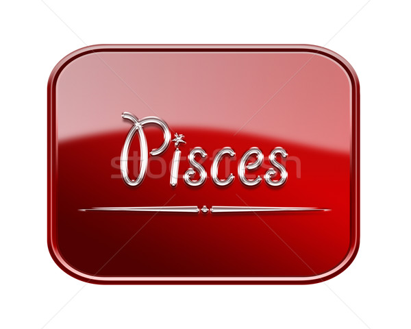 Pisces zodiac icon red glossy, isolated on white background Stock photo © zeffss