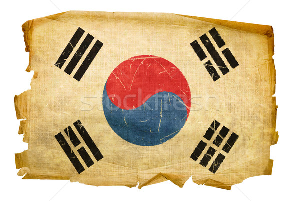 Korea Południowa banderą starych odizolowany biały malarstwo Zdjęcia stock © zeffss