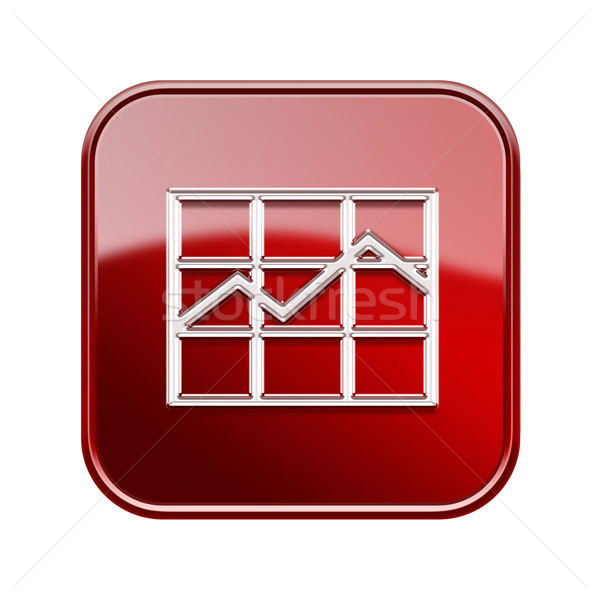 graph icon glossy red, isolated on white background. Stock photo © zeffss
