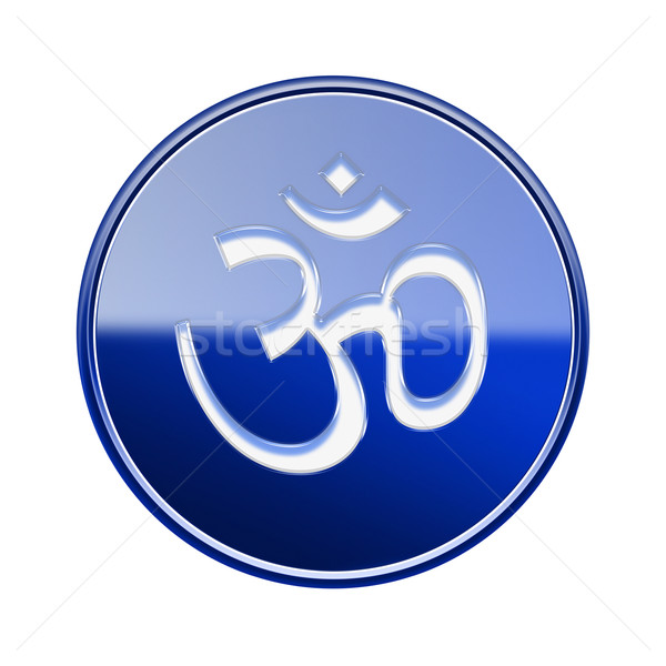 Om Symbol icon glossy blue, isolated on white background. Stock photo © zeffss