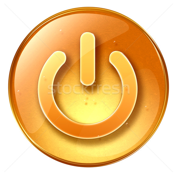 power button yellow, isolated on white background. Stock photo © zeffss