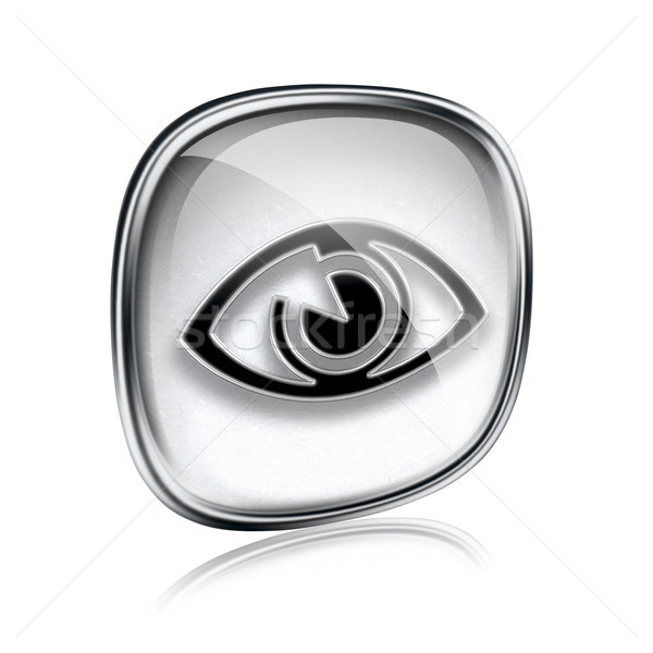 eye icon grey glass, isolated on white background. Stock photo © zeffss