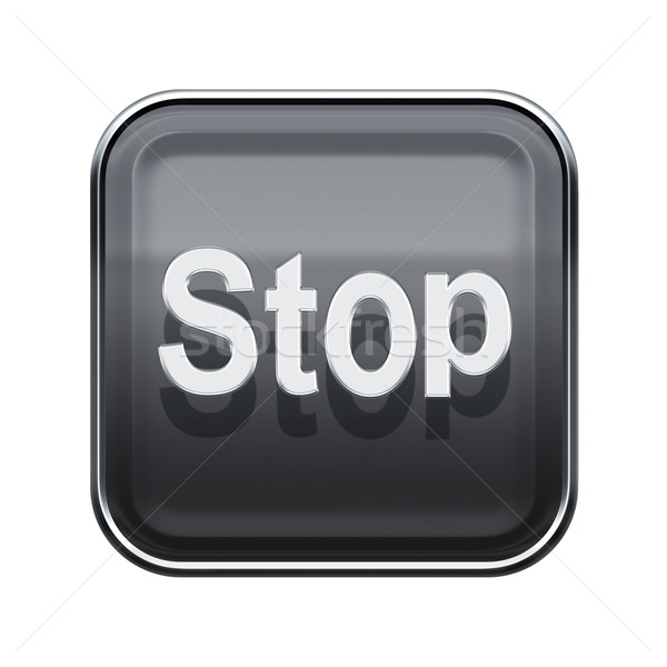 Stop icon glossy grey, isolated on white background Stock photo © zeffss