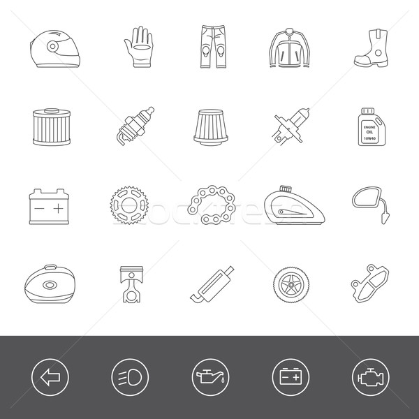 Line Icons - Motorcycle Accessories Stock photo © zelimirz