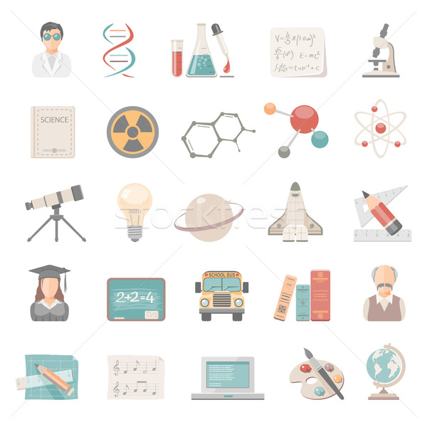 Flat Icons - Science and Education Stock photo © zelimirz