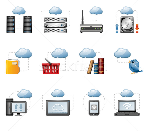 Cloud Computing Icon Set Stock photo © zelimirz