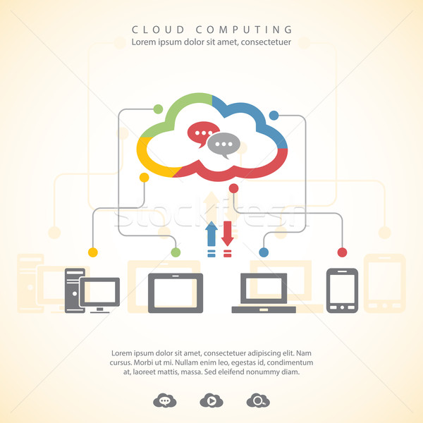 Cloud Computing Internet Laptop Netzwerk digitalen Chat Stock foto © zelimirz