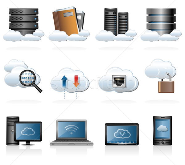 Cloud Computing Icon Set Stock photo © zelimirz