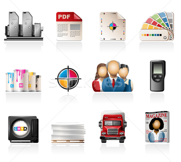 Offset Printing Icon Set Stock photo © zelimirz