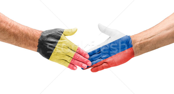 Aperto de mão Bélgica Rússia mão reunião esportes Foto stock © Zerbor