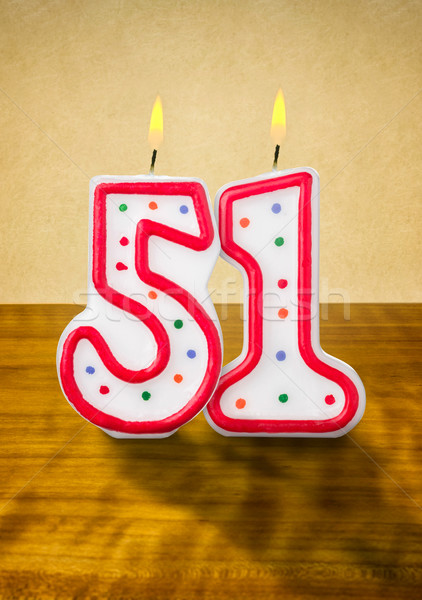 Brûlant bougies d'anniversaire nombre bois signe calendrier [[stock_photo]] © Zerbor