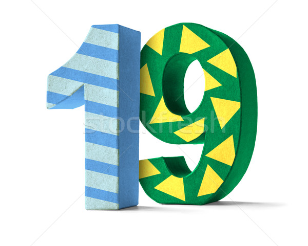 Colorful Paper Mache Number on a white background  - Number 19 Stock photo © Zerbor