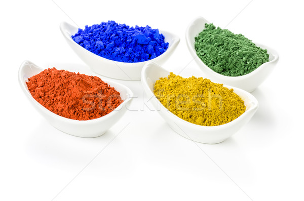 Vibrant color pigments in porcelain bowls  Stock photo © Zerbor