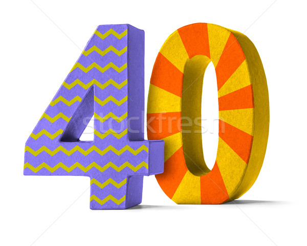 Colorful Paper Mache Number on a white background  - Number 40 Stock photo © Zerbor