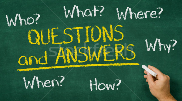 Hand writing on a chalkboard - Questions and Answers Stock photo © Zerbor