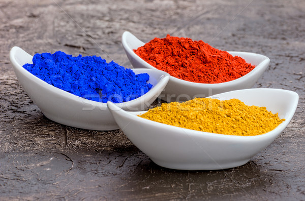 Vibrant color pigments  in porcelain bowls  Stock photo © Zerbor
