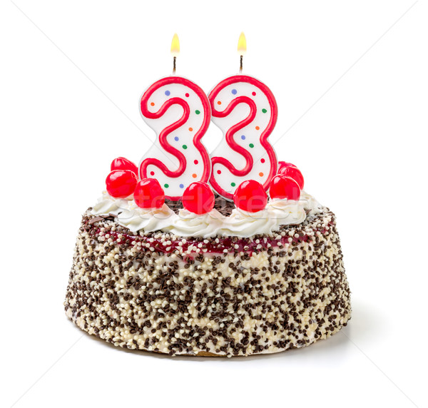 Stock fotó: Születésnapi · torta · égő · gyertya · szám · torta · felirat