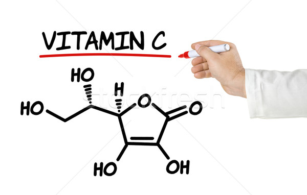 Chemical formula of vitamin c on a white background Stock photo © Zerbor