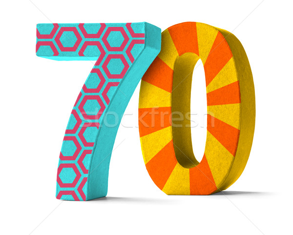 Colorful Paper Mache Number on a white background  - Number 70 Stock photo © Zerbor