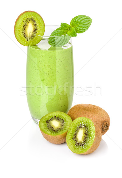 Smoothie verde kiwi maçã vidro saúde verde Foto stock © Zerbor