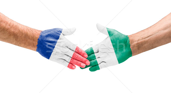 Handshake Frankreich Nigeria Hand Sitzung Sport Stock foto © Zerbor