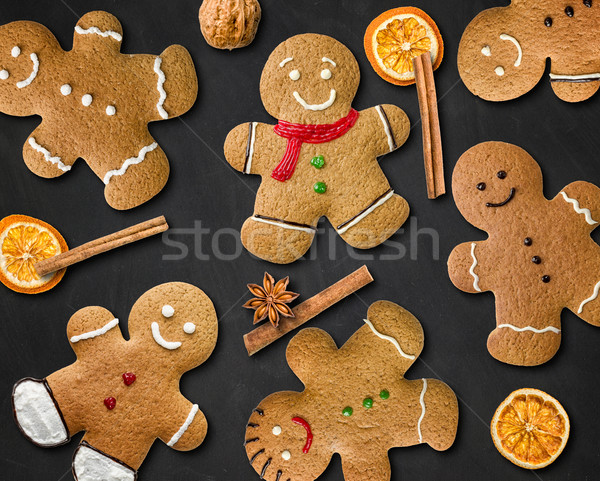 Many gingerbread men on a blackboard Stock photo © Zerbor