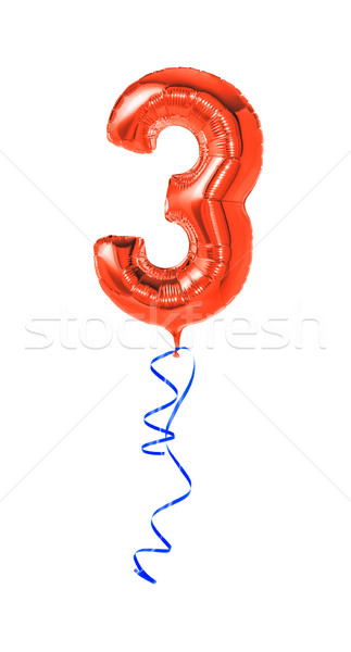 Red balloon with ribbon - Number 3 Stock photo © Zerbor