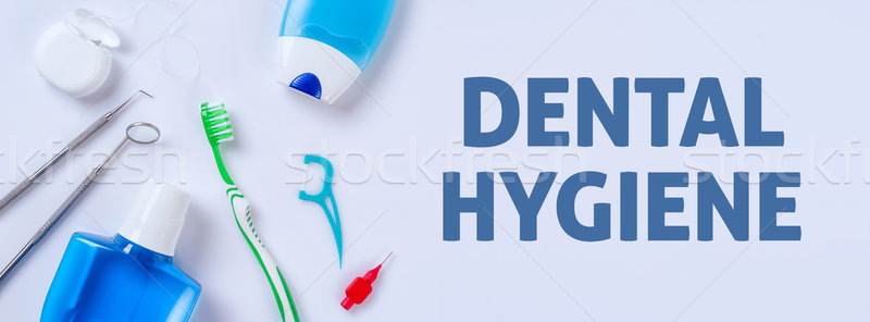 Oral care products on a light background - Dental Hygiene Stock photo © Zerbor