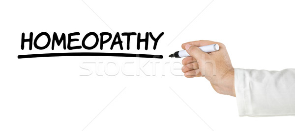 Hand pen schrijven homeopathie arts medische Stockfoto © Zerbor