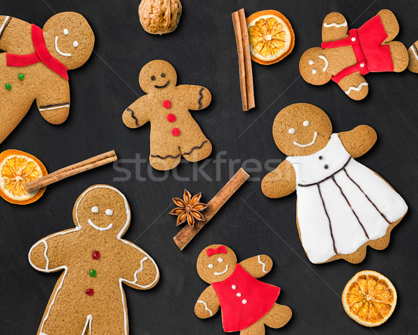 Many gingerbread figures on a blackboard Stock photo © Zerbor