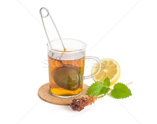 Hot cup of tea with lemon and melissa Stock photo © Zerbor