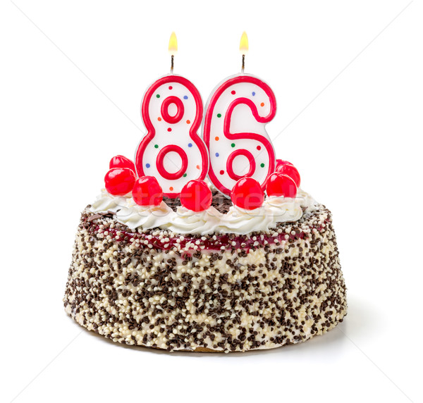 Birthday cake with burning candle number 86 Stock photo © Zerbor