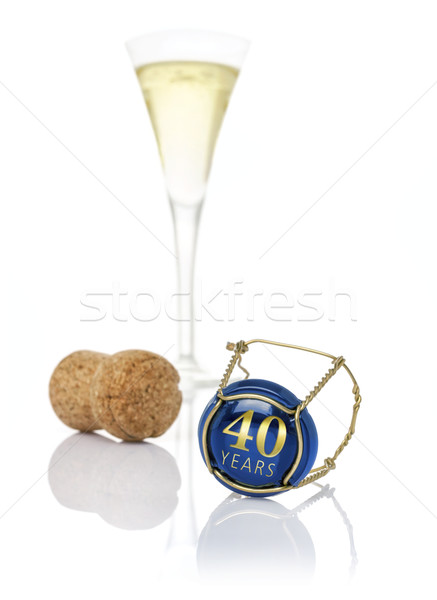 [[stock_photo]]: Champagne · cap · 40 · années · anniversaire · nombre