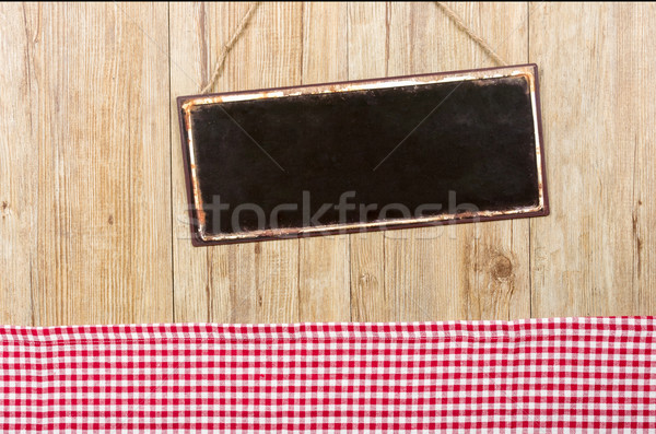 空っぽ 金属 にログイン 木製 壁 赤 ストックフォト © Zerbor