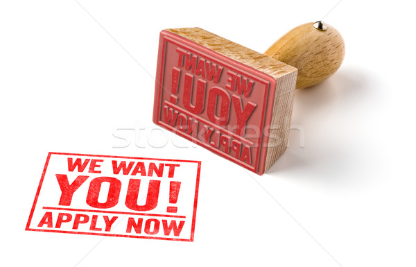 A rubber stamp on a white background - We want you Stock photo © Zerbor