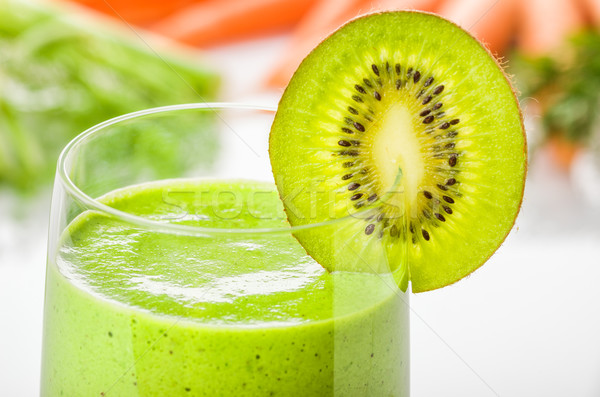 Stockfoto: Kiwi · appel · glas · gezondheid · groene