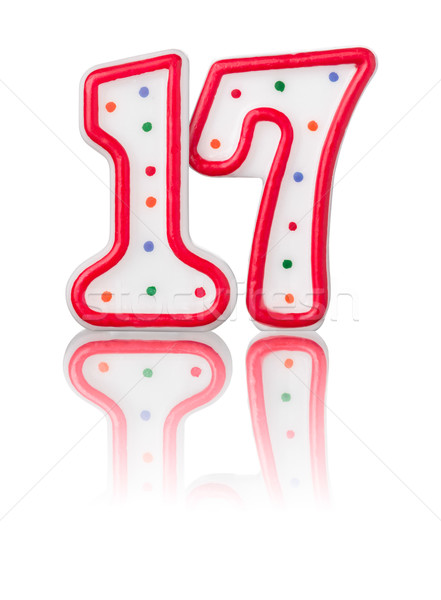 Сток-фото: красный · числа · 17 · отражение · белый · дизайна