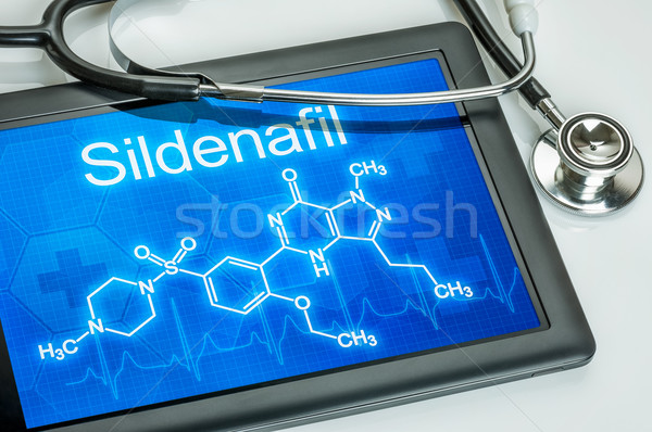Tablet with the chemical formula of sildenafil Stock photo © Zerbor