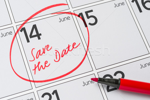 Save the Date written on a calendar - June 14 Stock photo © Zerbor