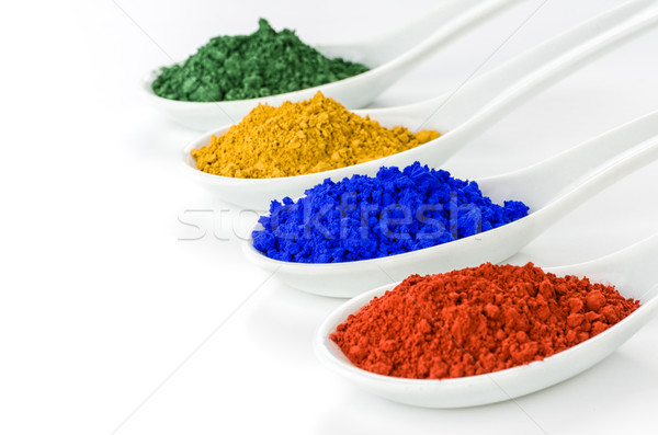Vibrant color pigments in porcelain spoons Stock photo © Zerbor