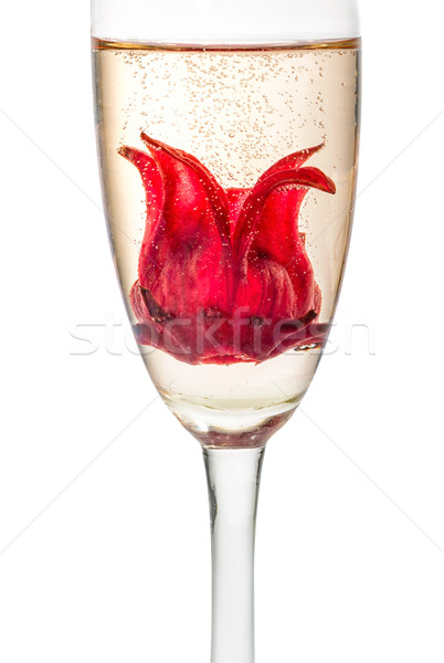 Champagne cocktail with hibiscus flower Stock photo © Zerbor