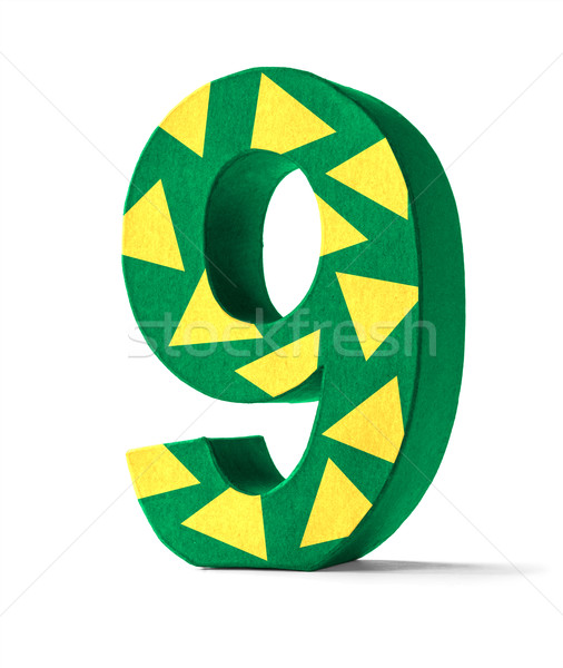 Colorful Paper Mache Number on a white background - Number 9 stock photo ©  Zerbor (#6182468)